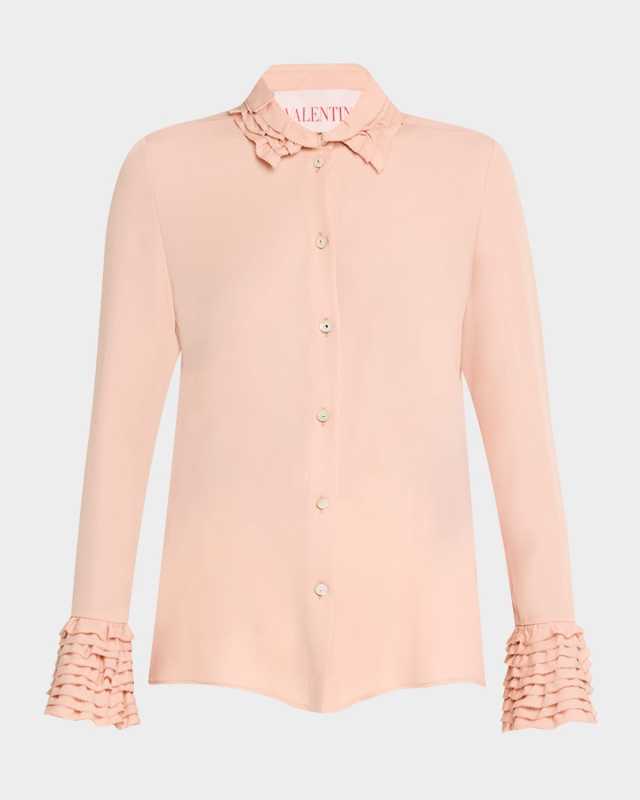 Tiered Ruffle Button Down Blouse